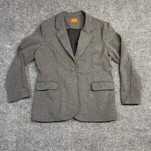 Marycrafts Womens Grey Ponte Knit Single Button Blazer Jacket Size 14 DR599C